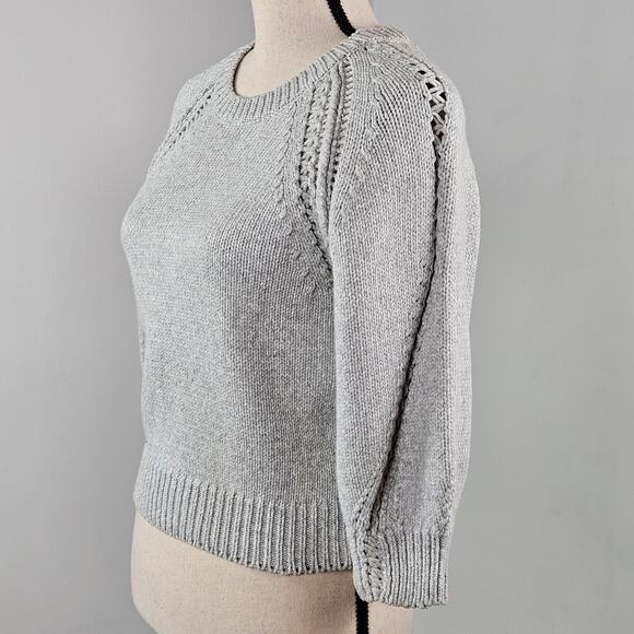 3.1 Phillip Lim Women's Gray Knit 3/4 Sleeve Sweater | Small | FLAWS - Picture 2 of 16